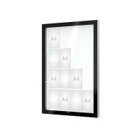 VITRINA EDGE 80 MURAL - PUERTA LEVADIZA - 16 A4 ANODIZADO Alt 1420 x 970 mm