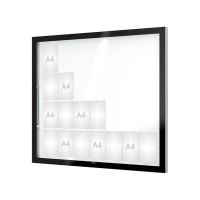VITRINA EDGE 80 MURAL - PUERTA LEVADIZA - 28 A4 ANODIZADO Alt 1420 x 1600 mm